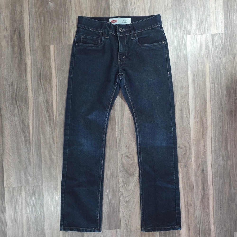 Levis 511 Skinny Jeans Boys Size 10 Reg Dark Wash Indigo Denim 25x25